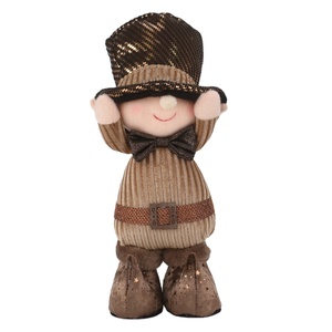 Zaves 9 "gnomos para Navidad Elf Pair Naughty Boy con sombrero puntiagudo en Brown Outfit Holiday - Product Image 1