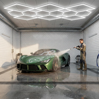 Lumière LED pour garage de voiture de forme géométrique, à intensité variable, 6500K, grille en nid d'abeille, lampe LED pour salle de lavage de voitures, garage de detailing automobile