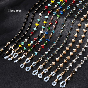 Chaîne de <span class=keywords><strong>lunettes</strong></span> en cristal en diamant plaqué or, perles triangulaires, accessoires de <span class=keywords><strong>lunettes</strong></span>, collier de <span class=keywords><strong>lunettes</strong></span> de soleil en cristal - Product Image 1