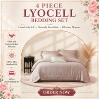 Parure de lit de luxe en jacquard de coton lyocell rose poudré 4 pièces avec drap et taies d'oreiller