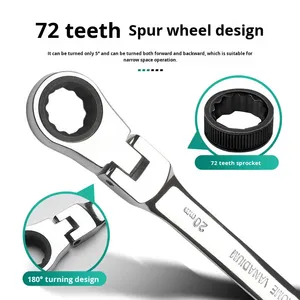 Llave de trinquete de doble uso con cabezal giratorio bidireccional personalizable, de acero de calibre 45, sin garantía - Product Image 3