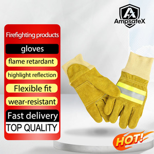 Gants de pompier en cuir ignifuge EN659, résistants au feu, imperméables, en aramide, pour les secours d'urgence et la sécurité - Product Image 1