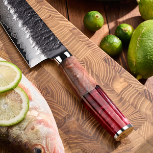<span class=keywords><strong>Coltello</strong></span> da Chef Santoku Amber da 7 Pollici in Acciaio Damasco VG10 a 67 Strati, Coltelli da Cucina Giapponesi, Affettatrice, Tagliacarne, Utensili da Cucina - Product Image 4