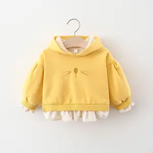 girls' velvet thick Autumn winter blouse pant two-piece set 1-2-3 years old baby girl ruffle sweatshirt