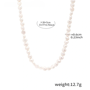 Kalung mutiara air tawar gaya Perancis misterius rantai klavikula manik-manik tangan mewah perhiasan wanita grosir - Product Image 6