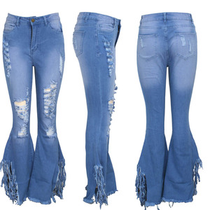De moda de alta cintura <span class=keywords><strong>denim</strong></span> flare jeans para mujeres - Product Image 4