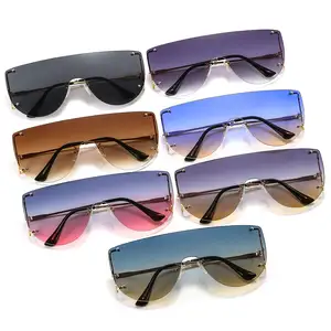 무테 원피스 선글라스 여성 패션 그라데이션 안경 남성 대형 야외 운전 태양 안경 차양 UV400