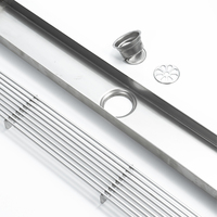 HIDEEP Drain de sol linéaire moderne en acier inoxydable poli 600x68mm pour salle de bain, toilettes et cuisine d'hôtel