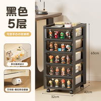 Meuble de rangement mobile en plastique transparent à 5 niveaux pour collection de figurines, idéal pour le salon