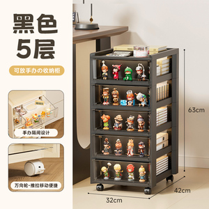 Meuble de rangement mobile en plastique transparent à 5 niveaux pour collection de figurines, idéal pour le salon - Product Image 4
