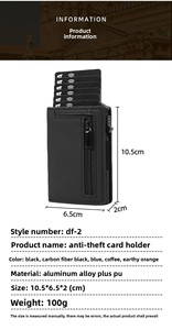 Tùy chỉnh RFID chặn nhôm chủ thẻ Wallet Slim Pop Up ID tín dụng Trường hợp với bìa da chống trộm phong cách kinh doanh - Product Image 3
