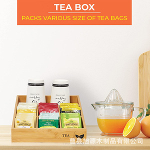 Caja de almacenamiento de café de madera, caja de almacenamiento de madera maciza, caja de almacenamiento de bolsitas de té de bambú con 9 compartimentos, caja de almacenamiento de cápsulas de café - Product Image 4