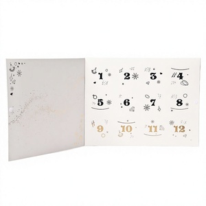 Caja de Regalo Personalizada para Calendario de Adviento de 12 Días con Inserto de Plástico, Empaque Rígido de Cartón Marfil, Forma Rectangular, Impresión en Lámina Dorada - Product Image 2