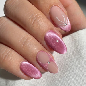 Uñas portátiles transfronterizas, cortas, Rojas, marrones, purpurina fina, decoración de diámetro ligero semitransparente francés, blanqueamiento de deseo puro - Product Image 3