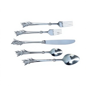 Ensemble de couverts en acier inoxydable poli de qualité supérieure, attrayant, pour hôtels et restaurants, vaisselle décorative en métal argenté, meilleur prix - Product Image 1