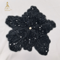 Kualitas tinggi 3D bunga berlian besar payet dengan manik-manik bordir DIY kerah & Corsage bordir Applique untuk pakaian gaun