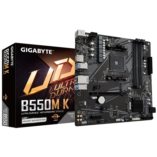 GIGABYTE B550M K AM4 AMD B550 DDR4  Micro-ATX Motherboard with Dual M.2, SATA 6Gb/s, USB 3.2 Gen 1, Realtek GbE LAN, PCIe 4.0