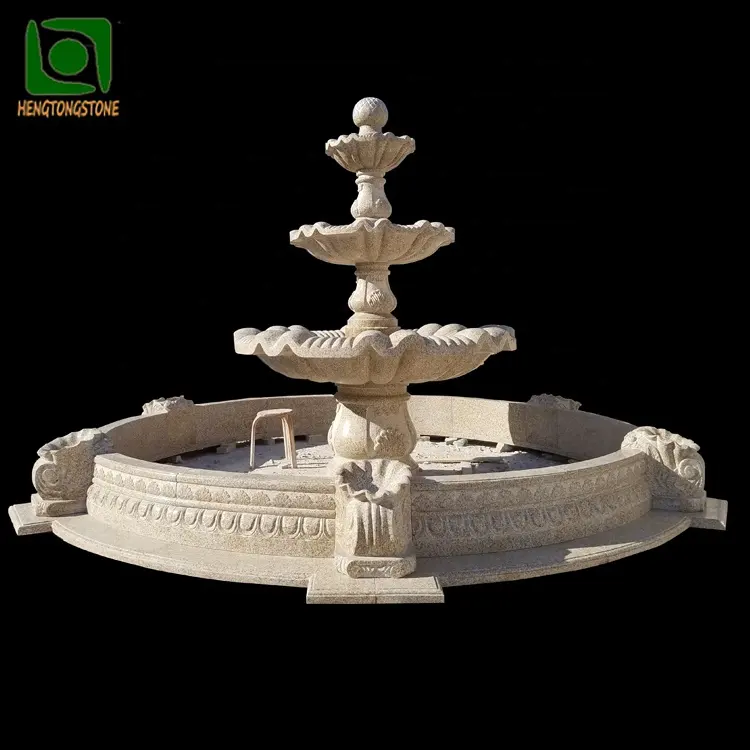 Stone Garden Products Cheap Yellow Granite 3 Tier Water Fountain Sculpture