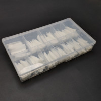 Pointes d'ongles en gel souple ultra-fines, forme cercueil, style stiletto, naturelles, demi-couverture, acryliques, droites et effilées, sans trace, blanches, pour marque privée