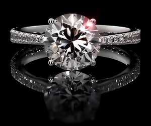 Bague solitaire unisexe en or blanc 14 carats avec 101 diamants latéraux cultivés en laboratoire, certifiée IGI, style classique, pour mariage, anniversaire, fiançailles - Product Image 1