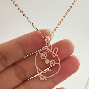 <span class=keywords><strong>Collana</strong></span> con ciondolo dipinto per bambini carini <span class=keywords><strong>collana</strong></span> con <span class=keywords><strong>disegno</strong></span> personalizzato in acciaio inossidabile placcato oro personalizzato per bambini - Product Image 2