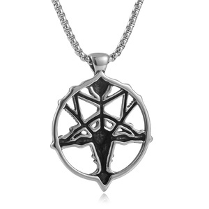 Collier avec pendentif animal en acier inoxydable, design géométrique argenté, bijoux de mode pour hommes, chaîne de 3.0*60cm, 24094 - Product Image 2