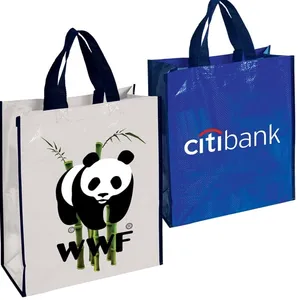 Günstiger Preis Custom Logo Öko-Tasche, bedruckte recycelbare Einkaufstasche, Shopping Fold Tote PP Laminierte Vlies-Einkaufstasche
