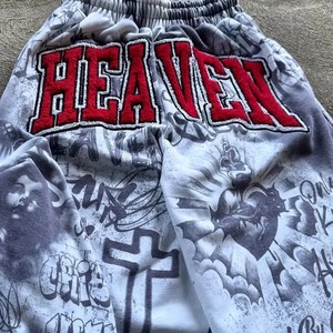 Thick Cotton French Terry Heavy Fleece Heayvweight 100% Cotton Dtg Custom All Over Print Flared Jogger Pants and Hoodie <b>Set</b> - Product Image 4