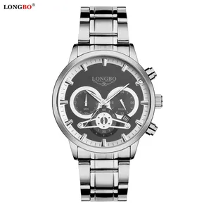 LONGBO80736オリジナルメンズゴールドウォッチステンレススチールストラップファッションクォーツデイト表示メンズ腕時計