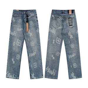 Jeans KSUBI de pierna recta, estilo retro, desgastados, de moda casual para hombre y mujer - Product Image 6