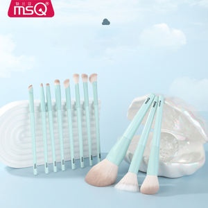 MSQ 11 pièces ensemble de pinceaux de maquillage en cheveux synthétiques de haute qualité poignée de forme plate pour fond de teint fard à joues boîte d'application pour le visage - Product Image 3