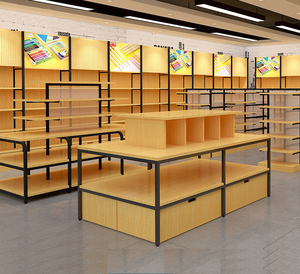 Estantería de diseño para papelería de tienda completa, expositor multifunción, vitrinas de exhibición de acero y madera para librerías y boutiques - Product Image 2