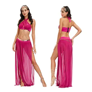 Carnaval Cosplay princesa árabe disfraz mujer Sexy espalda descubierta malla danza del vientre vestido - Product Image 1