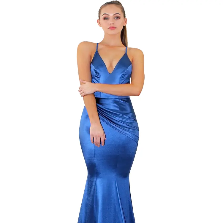 2024 New Women Spring Clothing Sexy Sleeveless Deep V-neck Slip Dress Solid Elegant Backless Ball Gown