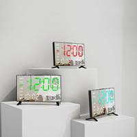 Réveils sonores pour chambres à coucher, petite horloge numérique, réveil miroir LED avec ports USB, horloge de bureau pour enfants, double alarme