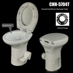 Toilette RV à chasse directe en émail plastique, monobloc, à poser au sol - Product Image 2