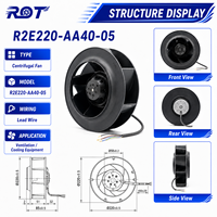 Ventilador Centrífugo Original R2E220-AA40-05 AC, 230V 0.38A, 85W, 2700 RPM, 220mm, Curvatura Inversa, Reemplazo para Panel de Control
