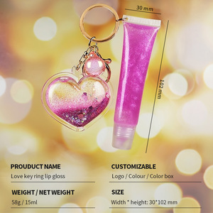 Love Gantungan Kunci Rantai Manik-manik, <span class=keywords><strong>Lip</strong></span> <span class=keywords><strong>Gloss</strong></span> Tanpa Logo Hadiah Minyak Bibir Rasa Buah - Product Image 4