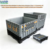 Conteneur pliable 1200x1000mm, hauteur 760-1000mm, bac à palettes en plastique durable, porte basculante, charge dynamique 1 tonne, compatible chariot élévateur 4 directions
