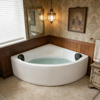 Baignoire à angle éventail avec fonction de massage vortex et chauffage à température constante, idéale pour un usage domestique