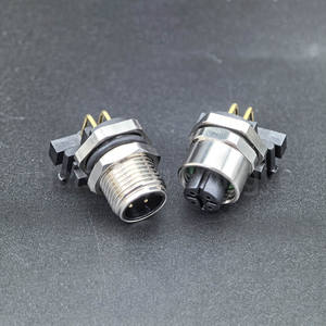 Connettore PCB ad Angolo Retto M12 Codice A Maschio/Femmina 3/4/5/6/8/12 Pin con Blocco Frontale per Montaggio su Pannello Posteriore per Sensori - Product Image 1