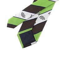 Cravates personnalisées en soie jacquard tissée, rayures vertes, brunes et blanches, style vintage, avec logo personnalisé pour clubs et associations - Vente en gros Chine