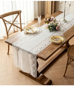 Chemin de table en dentelle tissée blanche, nappe rectangulaire décorative pour Noël, mariage, anniversaire, banquet à domicile - Product Image 4