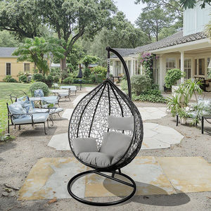 Silla colgante columpio doble individual de estilo moderno, muebles de jardín para patio exterior con base de acero, mimbre de ratán para uso en Parque - Product Image 1