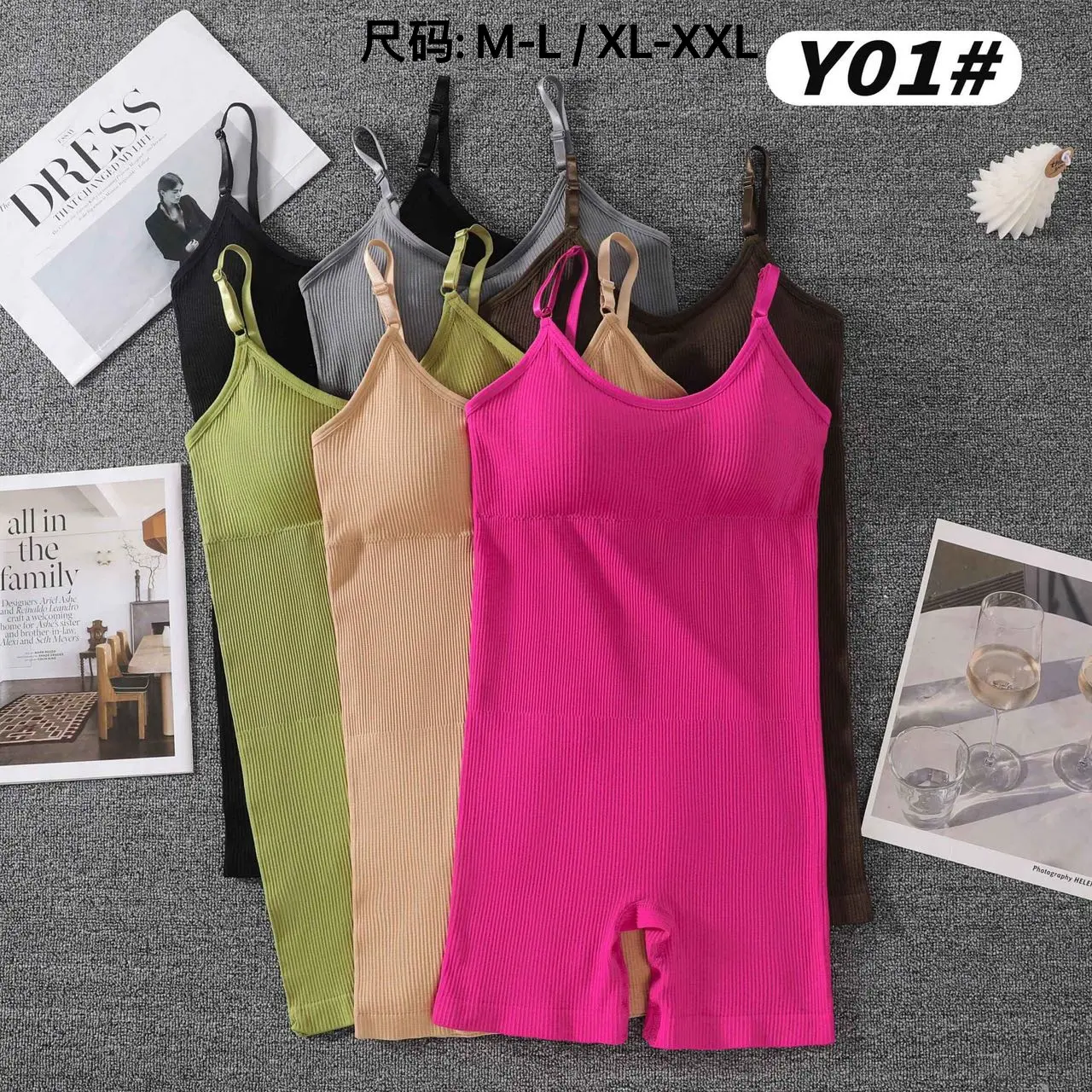 Jumpsuit wanita, Jumpsuit pendek tanpa lengan warna-warni olahraga lari kebugaran Gym Romper Playsuit