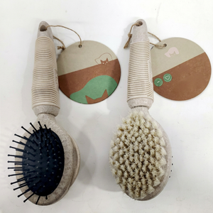 Double Sided <b>Pet</b> Grooming <b>Brush</b> For Cats Soft Bristles And Black Pins Plastic Handle Eco Friendly Design - Product Image 1