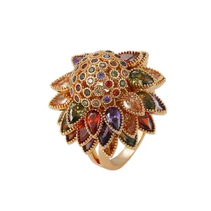 14875 Fashion luxury jewelry 18k gold artificial zircon stone finger rings designs for women