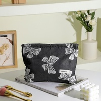 Trousse de Maquillage en Toile Rose à Motifs Floraux pour Femme, Grande Capacité, Sac de Voyage, Pochette de Rangement, Fermeture Éclair pour Rouge à Lèvres