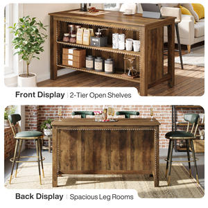 Table de bar à 3 niveaux Tribesigns de 59 pouces avec étagères de rangement, armoire de bar de cuisine rustique marron pour la maison, le <span class=keywords><strong>pub</strong></span> et le salon - Product Image 5