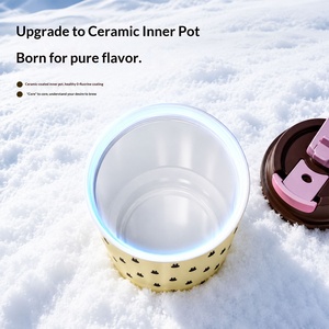 Women Stylish <b>Large</b> Handheld Insulated Coffee <b>Mug</b> Ceramic Liner Dual Drink Straw Water Bottle - Product Image 5